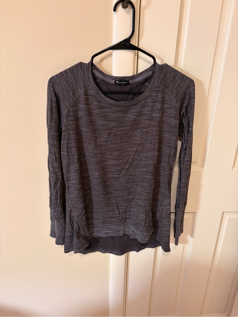 Champion Long Sleeve Heathered Crew Top - Charcoal